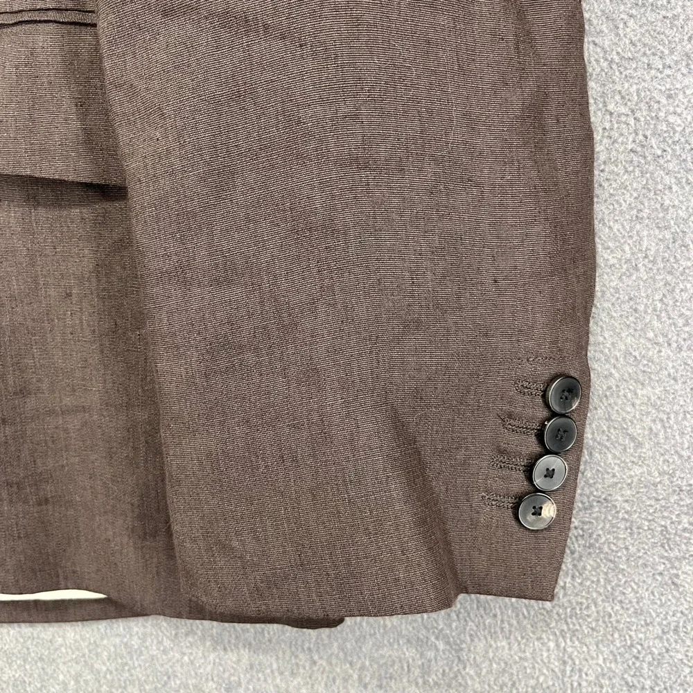 Zara Blazer Mens 42 Brown Linen Blend SS25 Two Button Notch Lapel Sport Coat